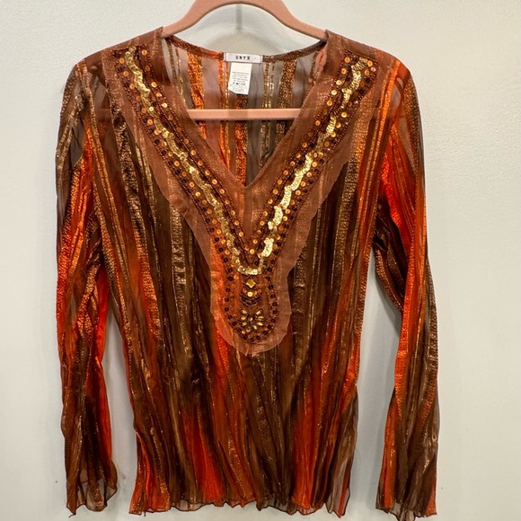 UNYX Women’s Long Sleeve Gauze Tunic Top Size Medium - Picture 1 of 3